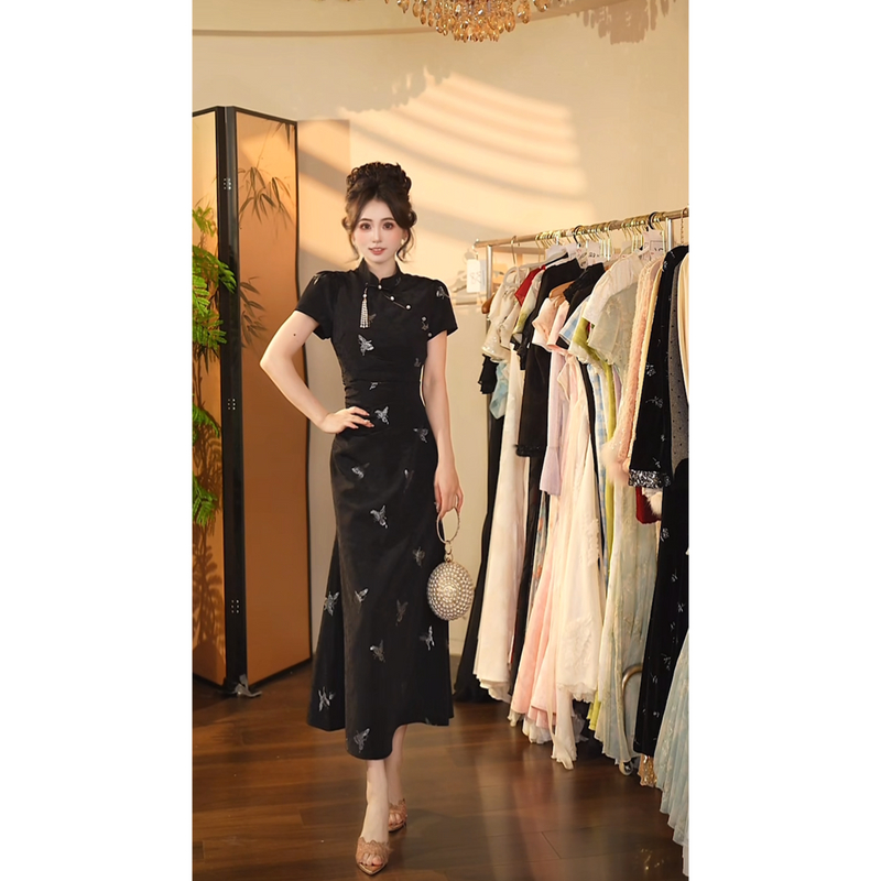 瑞瑞定制-1114烟雨梦蝶连衣裙N802