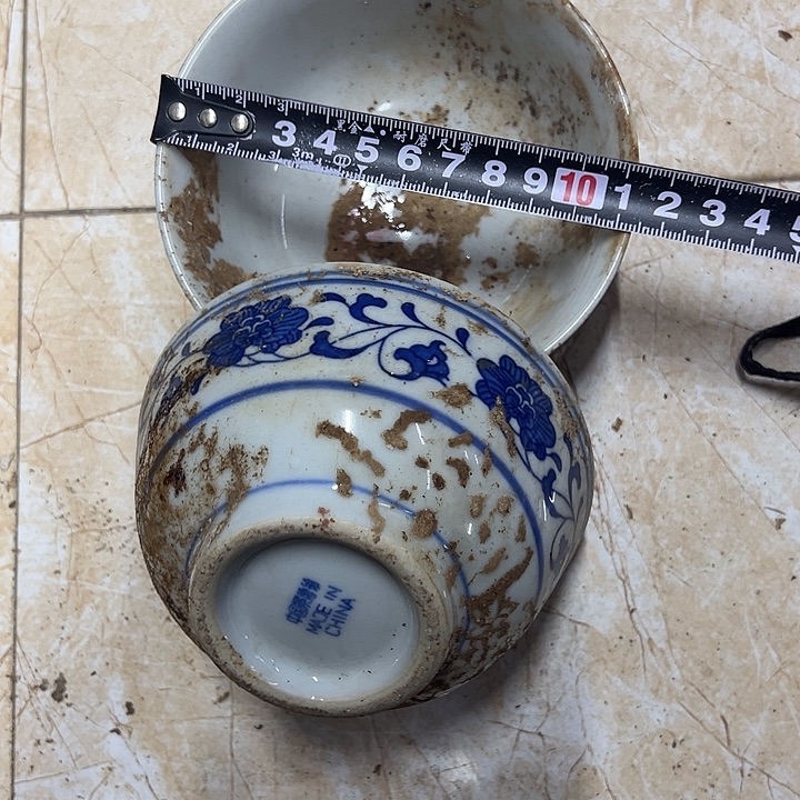 陶摆件2个11.5厘米芙蓉花碗