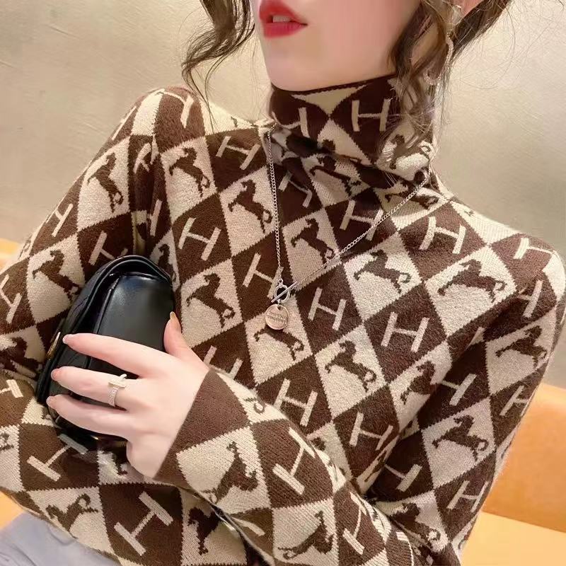 8144 M新款半高领打底衫保暖洋气显瘦衬衫百搭上衣