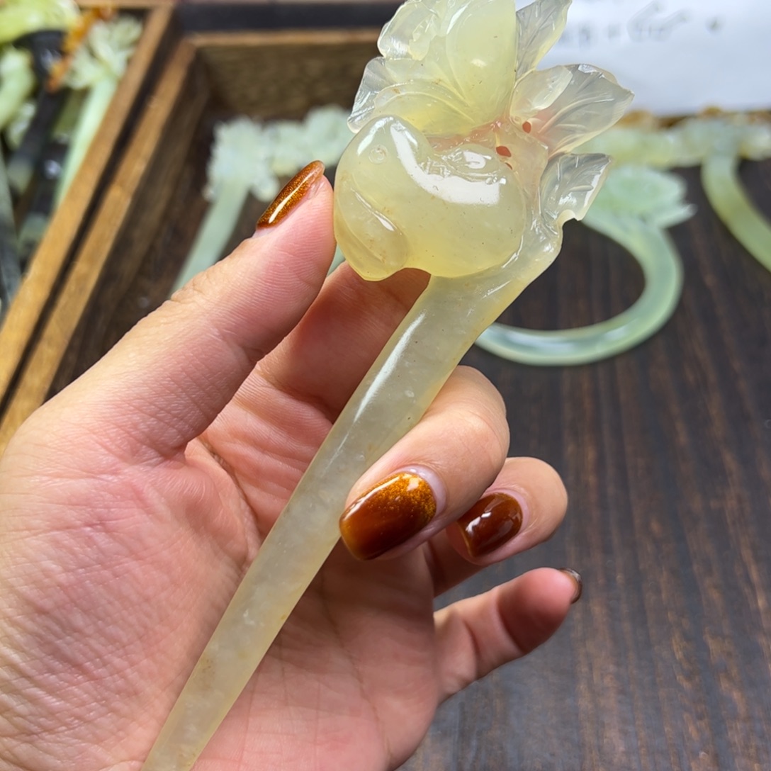 未镶嵌蛇纹石玉发簪