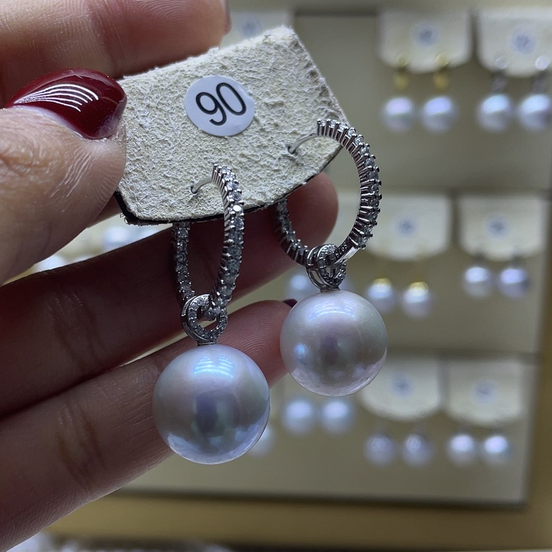 淡水珍珠耳饰银S925镶嵌