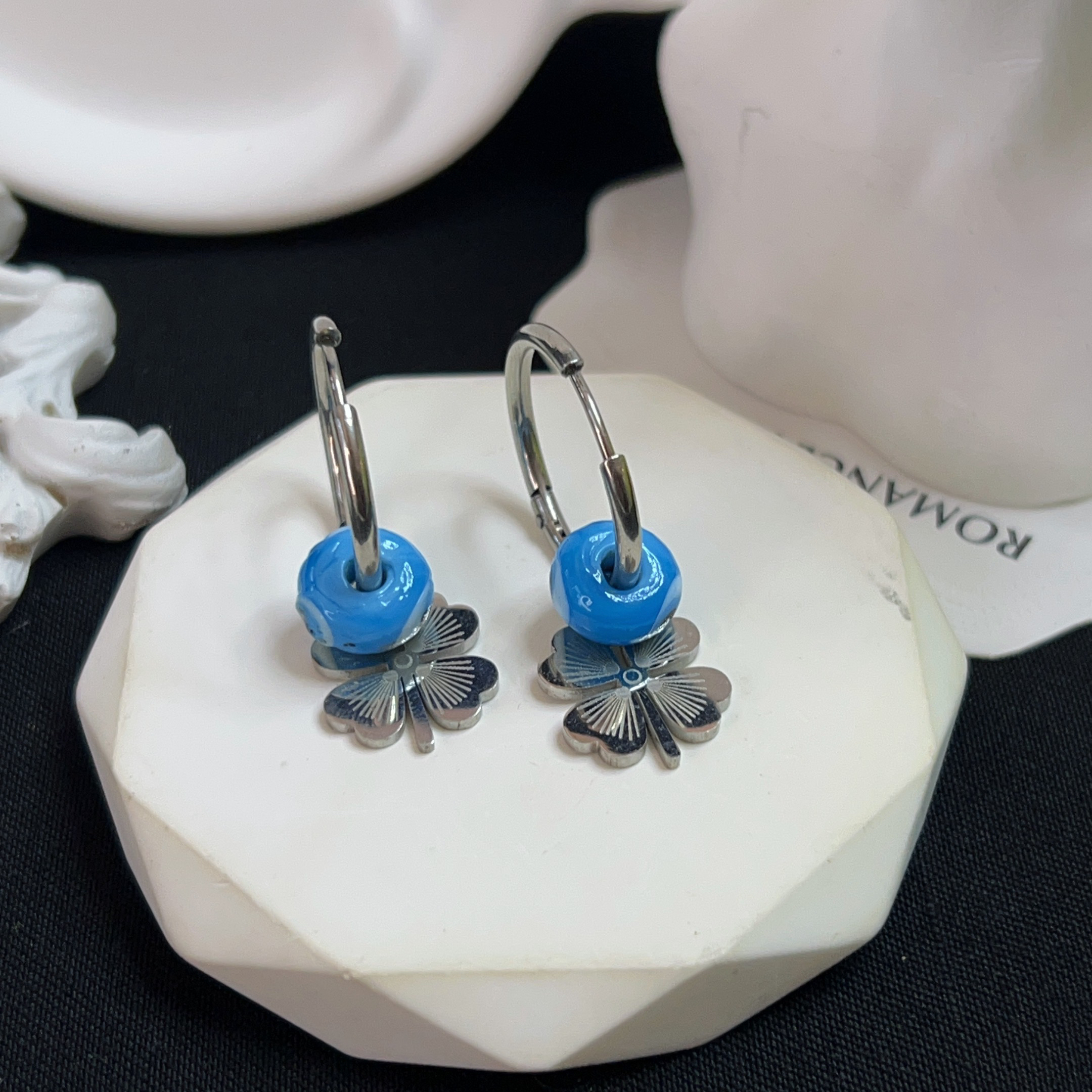 铜合金亚克力耳饰 哈尼西牧时尚百搭耳环#0009358