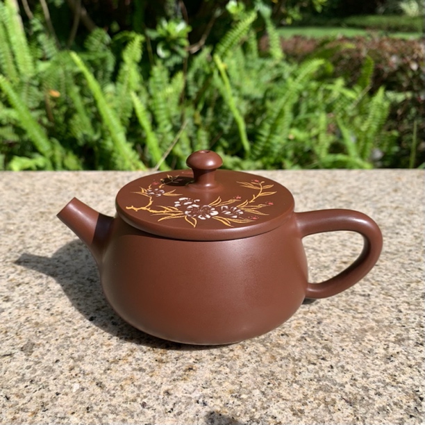 广西钦州坭兴陶茶壶新中式泡茶壶手工制作彩绘红古铜汉瓦壶220cc