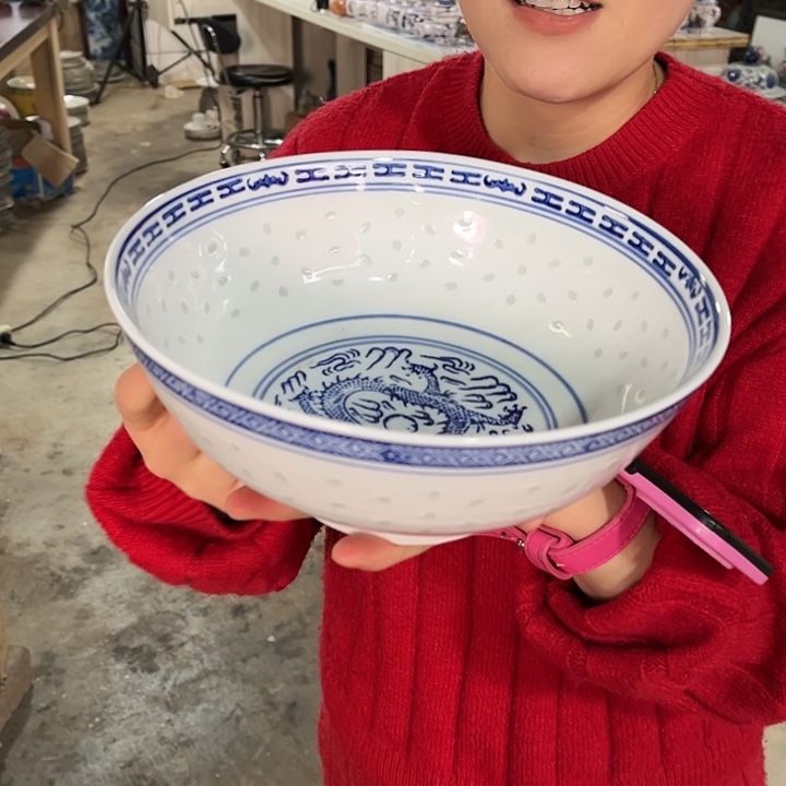 瓷片景德镇陶瓷汤碗。22.5厘米。