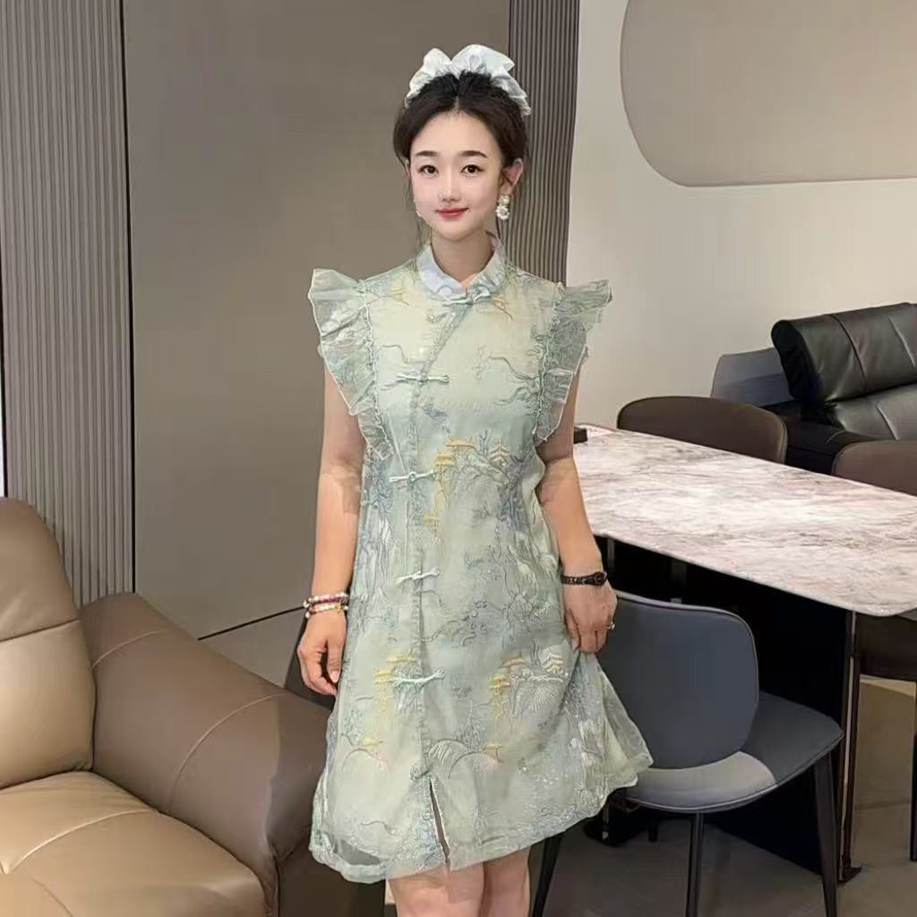 大码重工刺绣旗袍套装9518[纱]