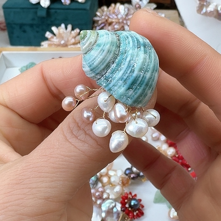 淡水珍珠胸饰银S925镶嵌