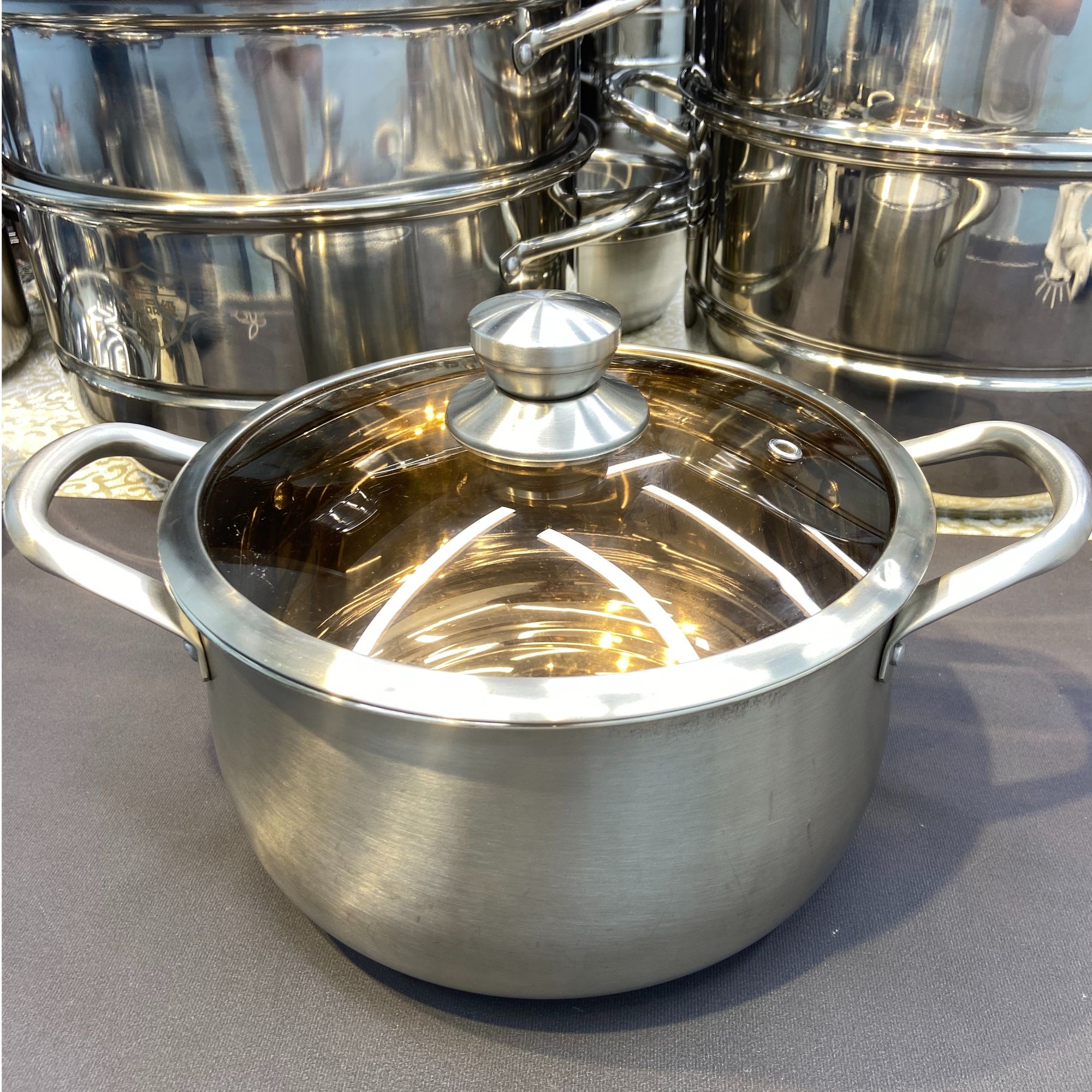 OY【出口外贸】24CM/304不锈钢特厚苹果汤锅煮面锅煲汤