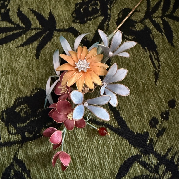 大麦吖古风发饰汉服绒花发簪 手工制作默认微瑕 