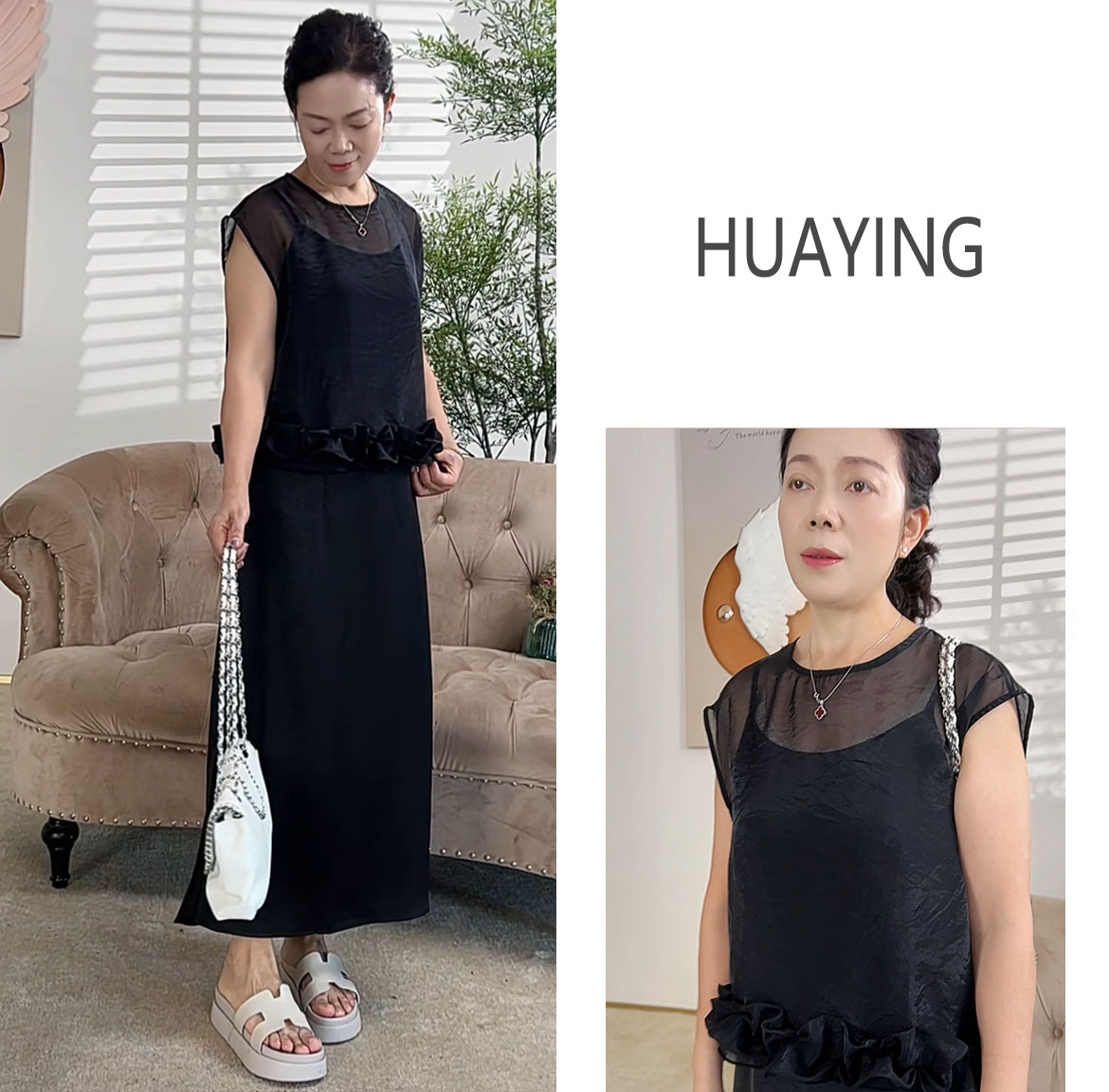 【花楹】夏季无袖纯色宽松显瘦设计师时尚百搭气质套装X160