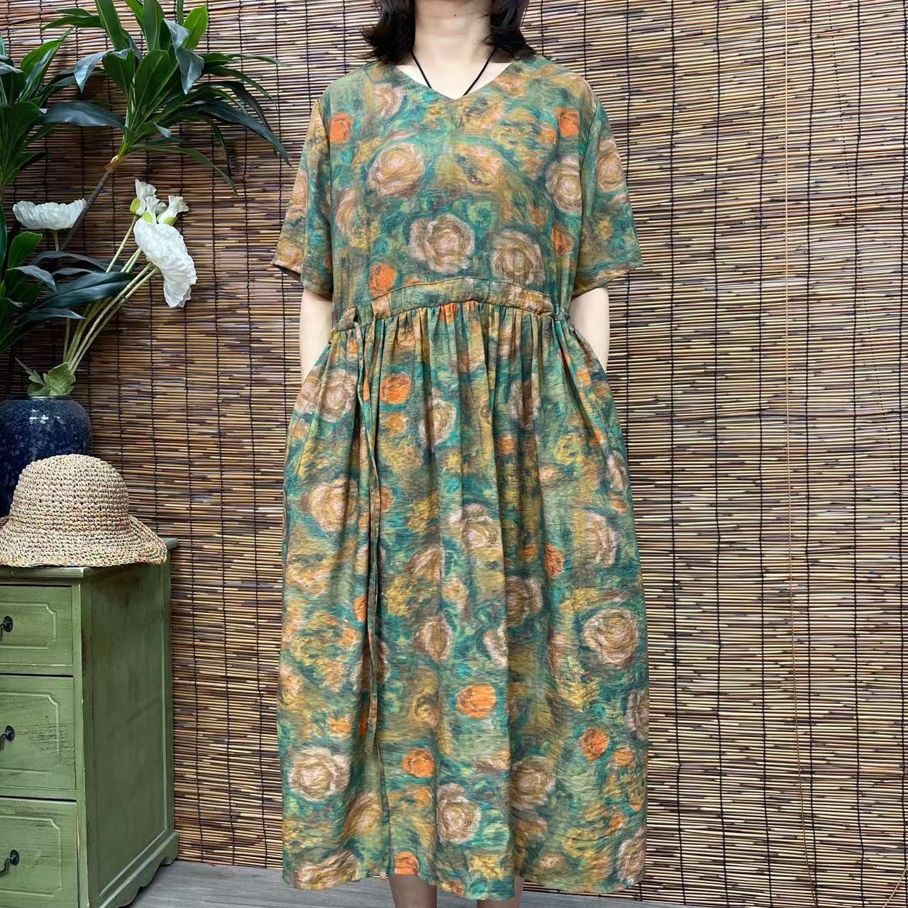 3394新款春夏遮肉显瘦洋气减龄连衣裙QZ