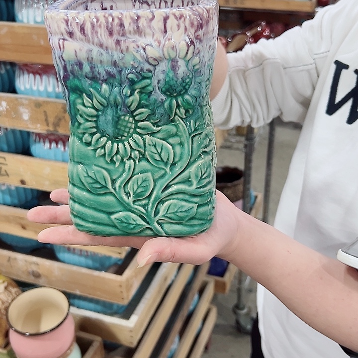 有孔.凑满10元发货多肉陶瓷花盆！