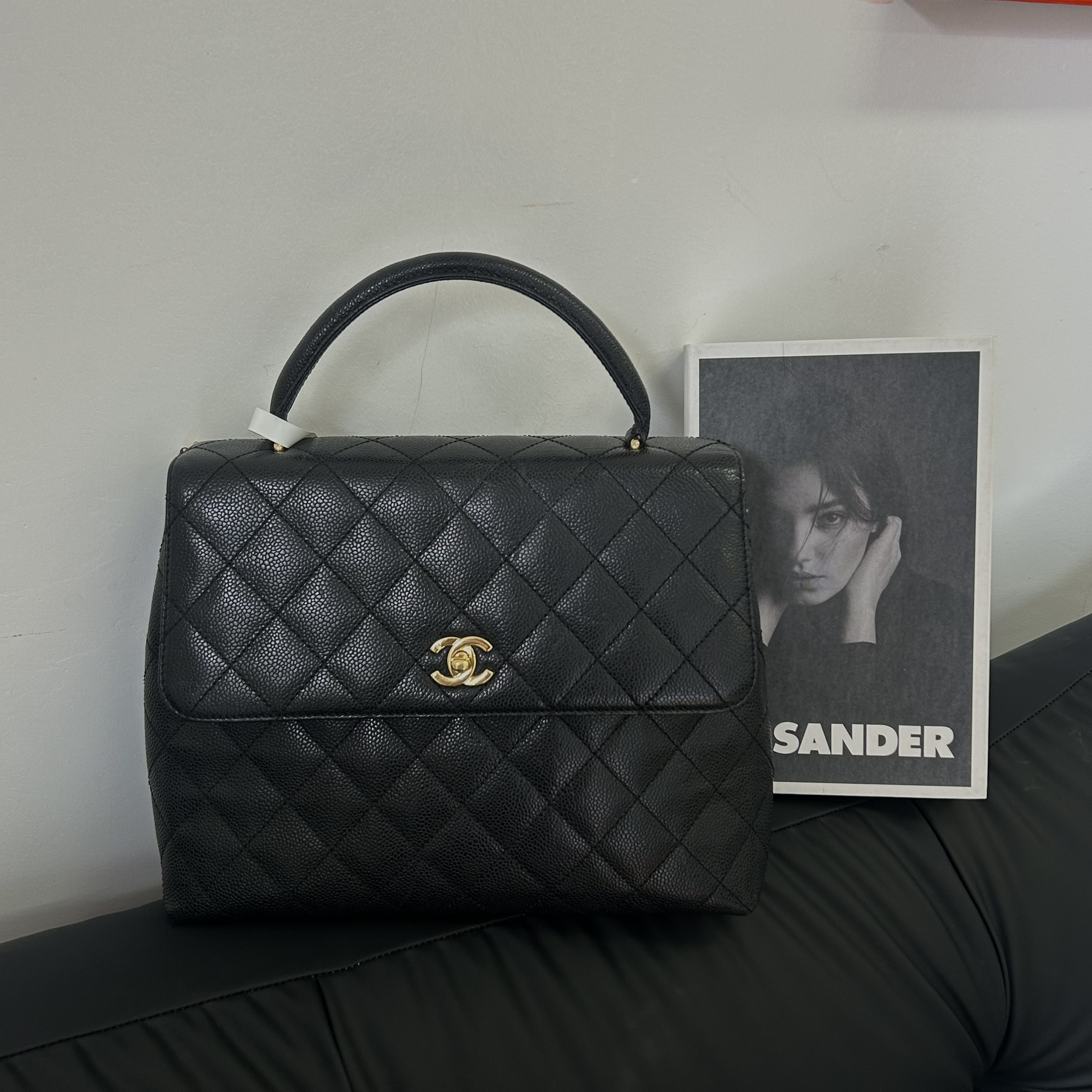 95新 Chanel/香奈儿 黑金荔枝牛中古Kelly 手提包