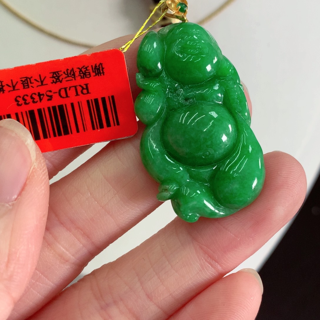 翡翠吊坠(不含链)18K金镶嵌