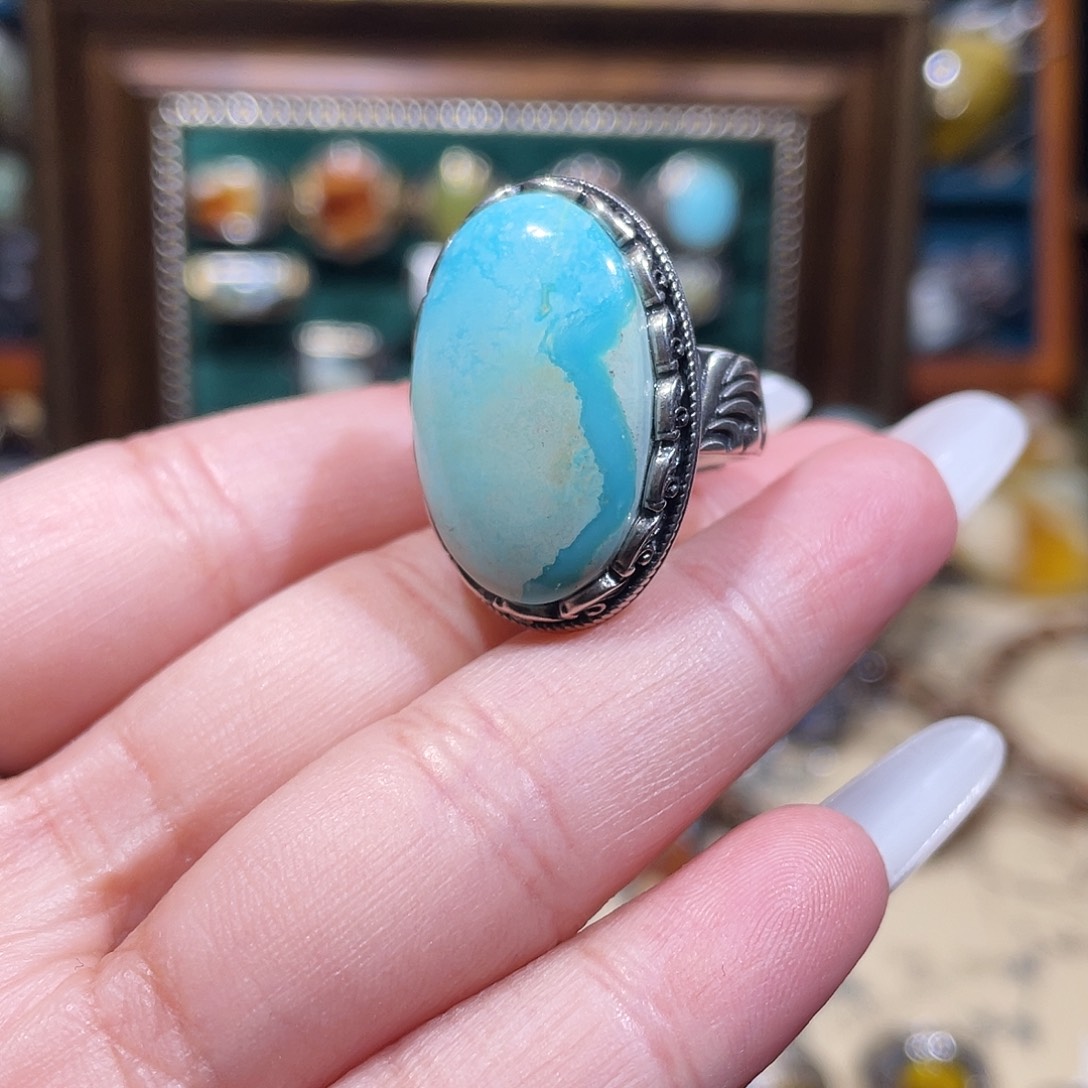 爱***妈绿松石银S925镶嵌戒指戒指