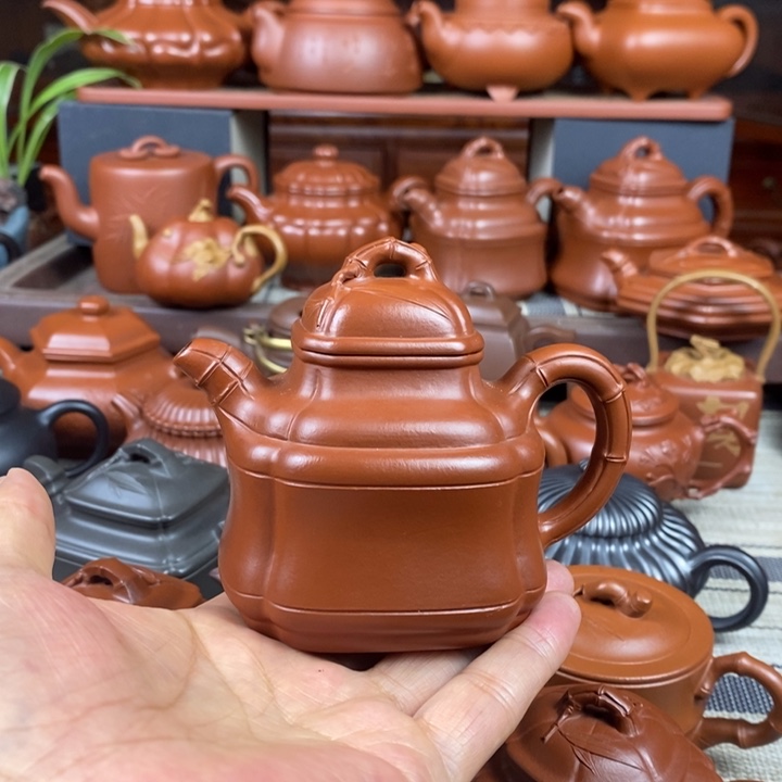 茶壶紫砂四方竹鼎150-200-260-350cc原矿赵庄朱泥特价