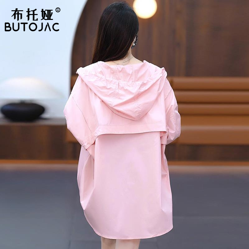 白色连帽防晒衬衫女2025新款夏季薄款宽松中长款时尚百搭衬衣外套