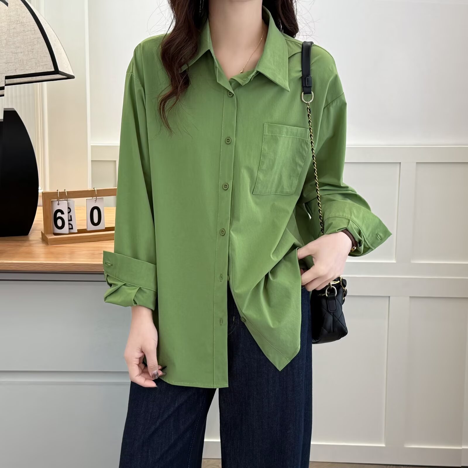 2025春季新款简约通勤长袖轻职风衬衫薄款时尚百搭宽松衬衫上衣