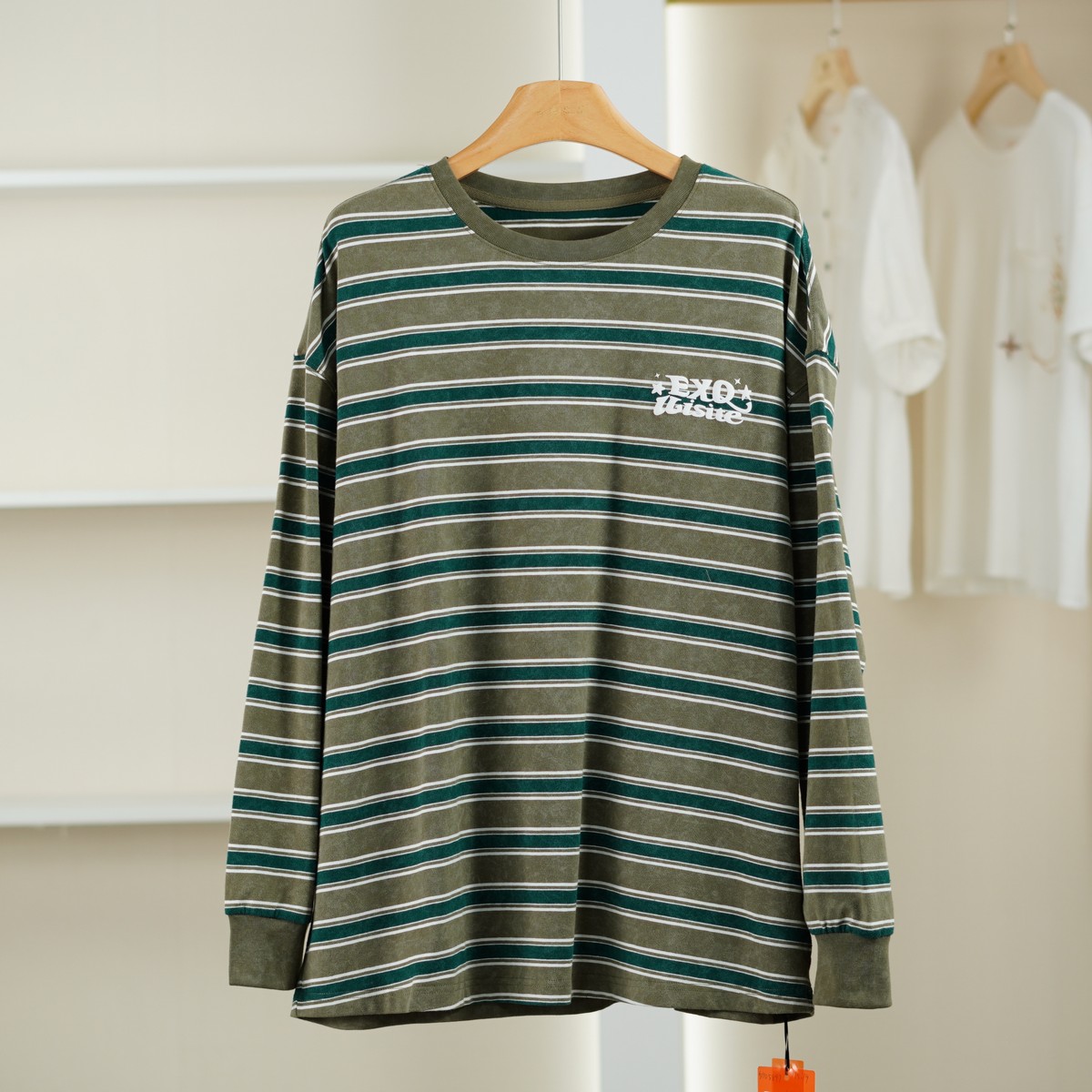 麦迪尚品【文M】51105897 休闲宽松圆领条纹上衣春秋女专柜撤柜