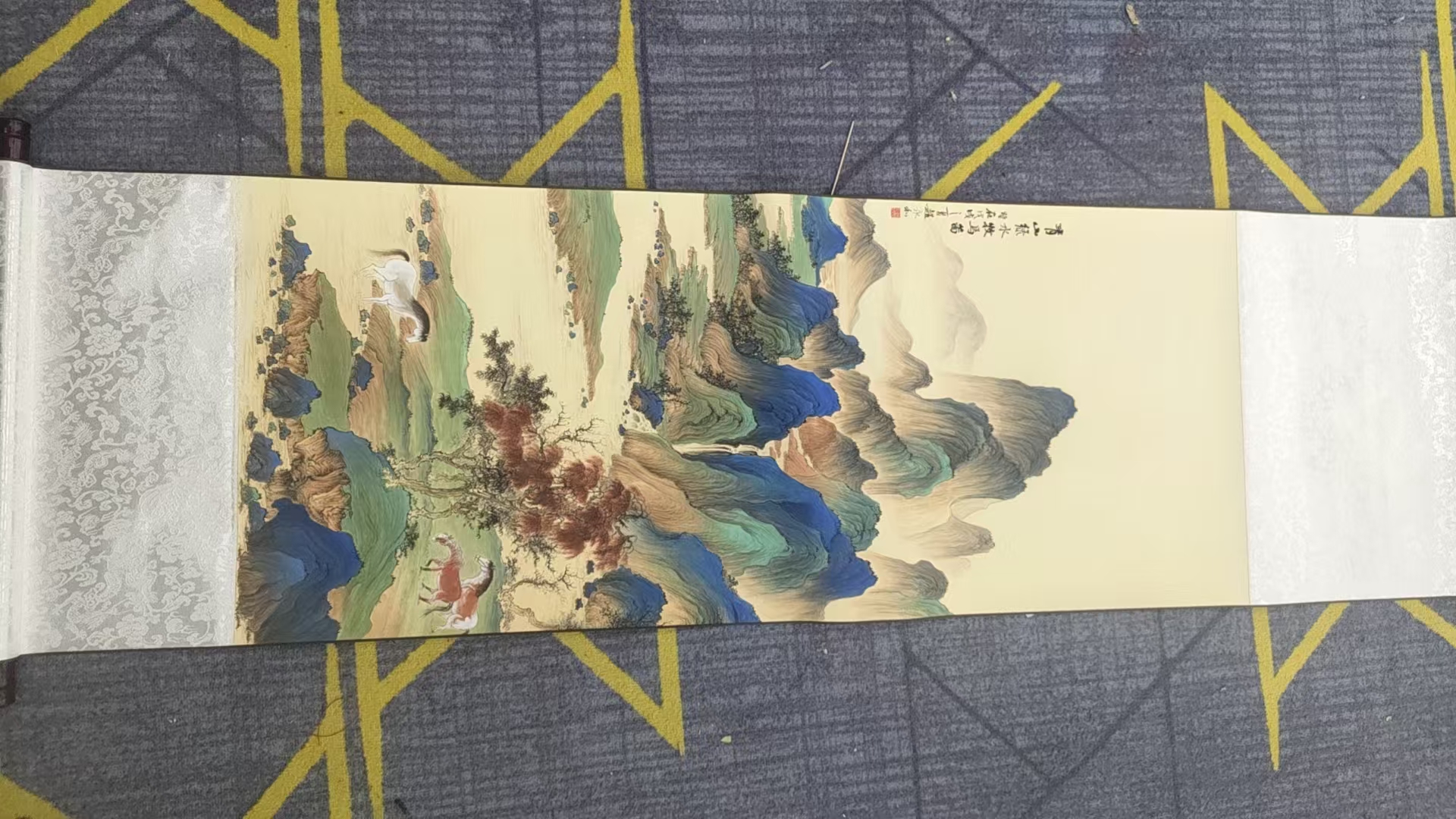 青山绿水牧马图适用于玄关客厅新中式