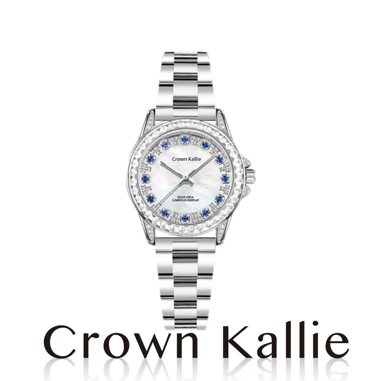 Crown Kallie【冰心女神】贝母系列蓝宝石镶嵌全自动女士腕表ck8138