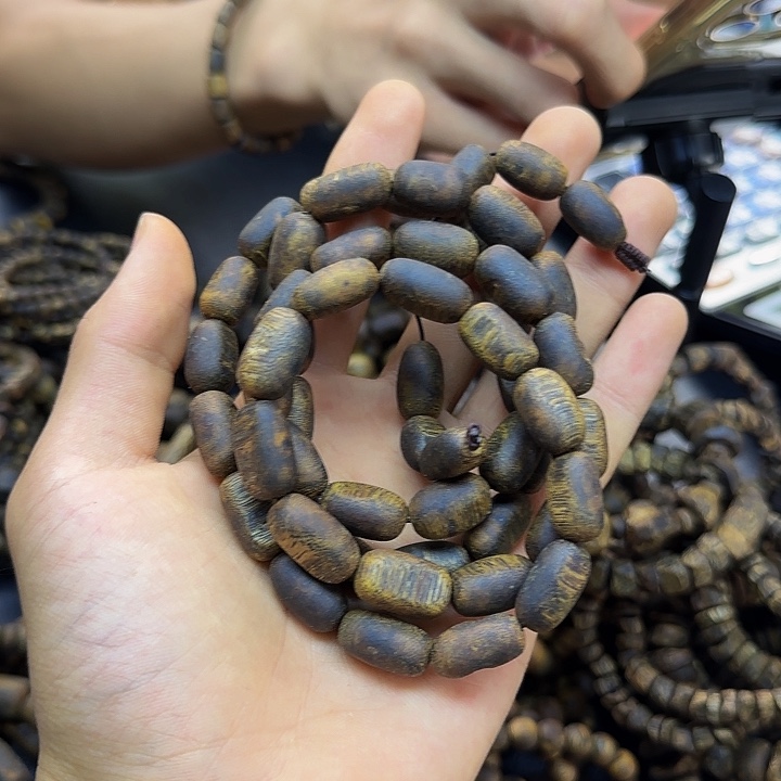 手串沉香大****蚱沉水浮留疤多圈43克加