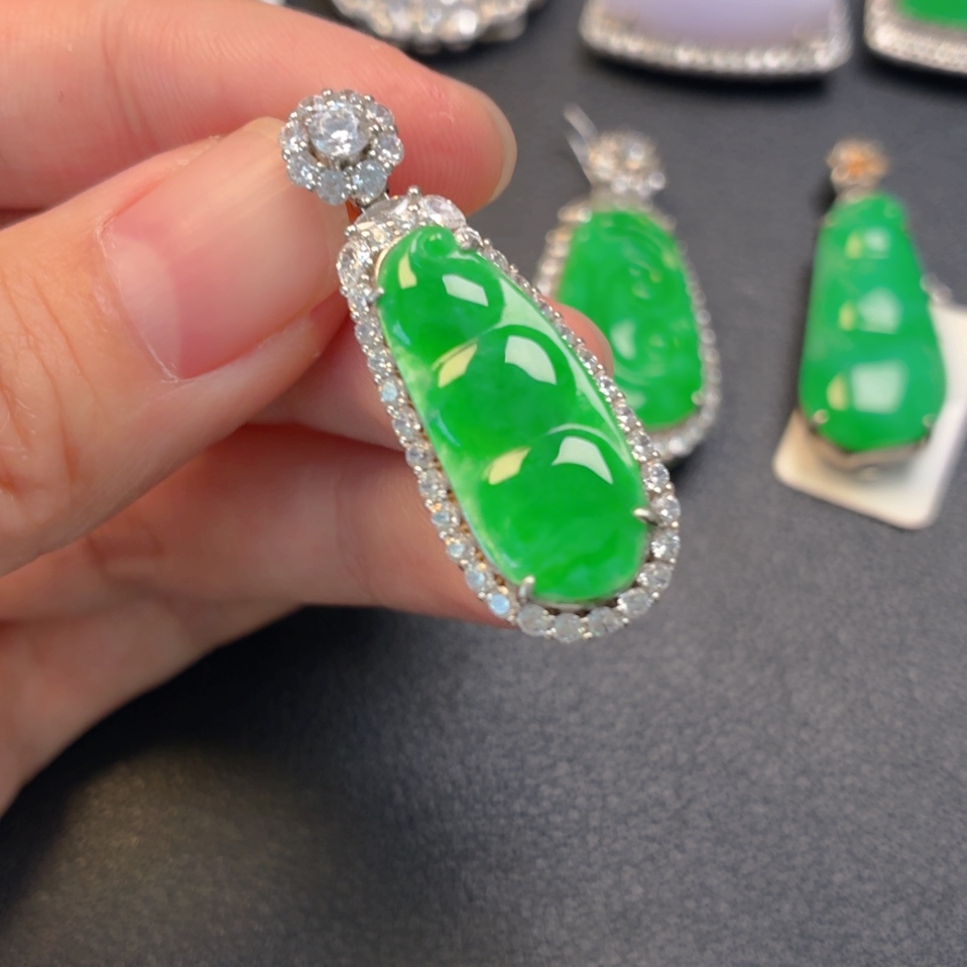 翡翠银S925镶嵌吊坠(不含链)