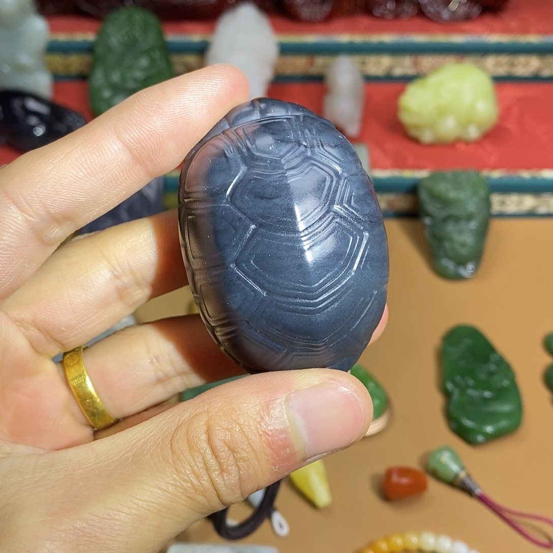 和田玉颈饰未镶嵌手把青花福礼