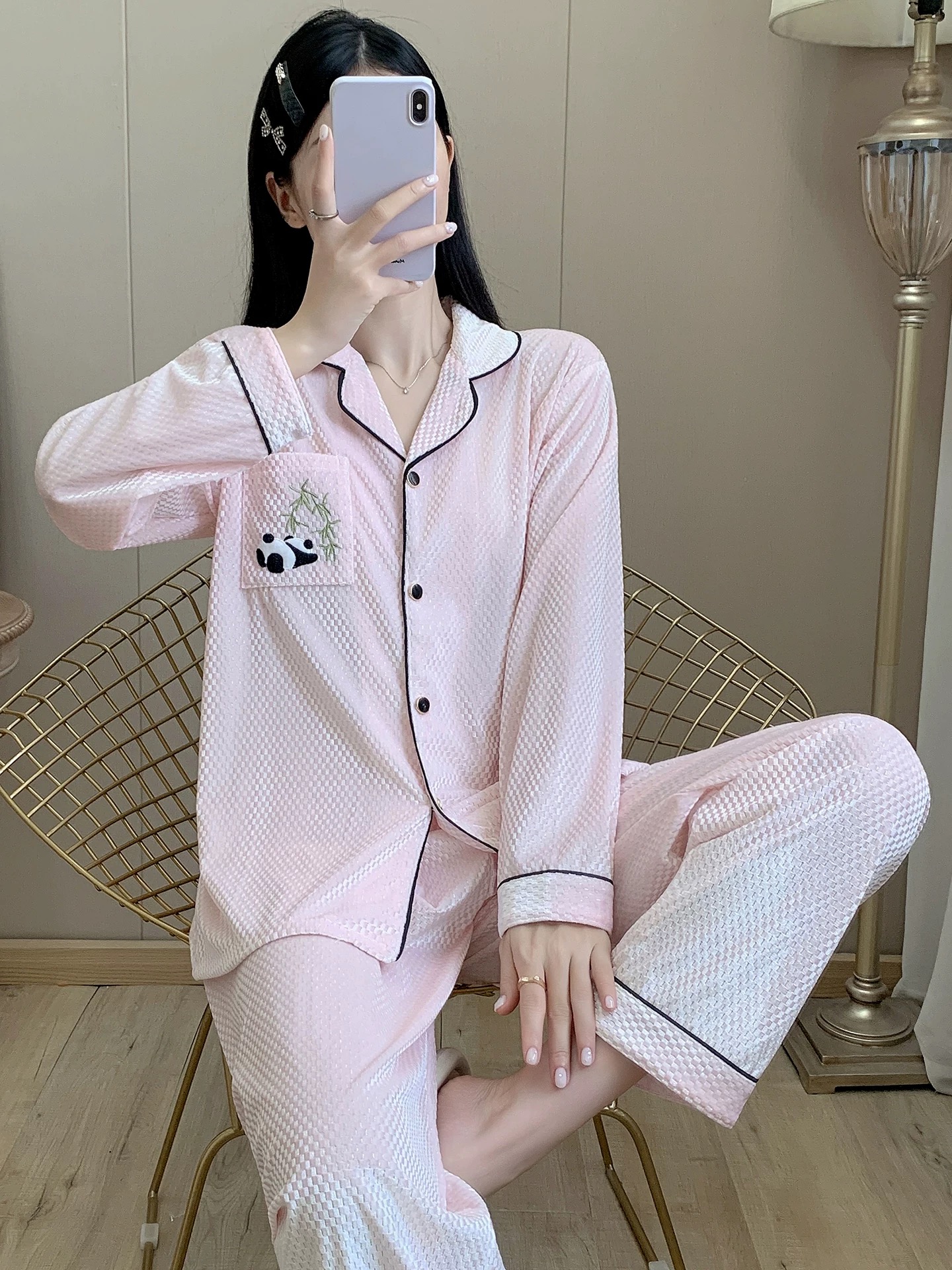 2025新款金钻绒秋冬季睡衣女卡通甜美休闲家居服套装