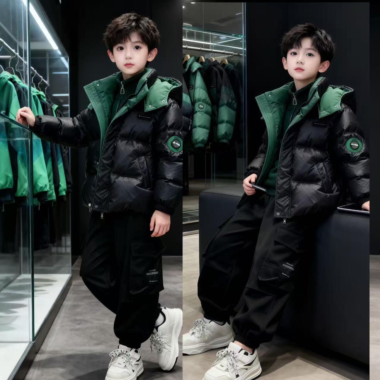 男童新款棉衣2025新款冬季保暖棉袄洋气加厚中大童棉服儿童冬装