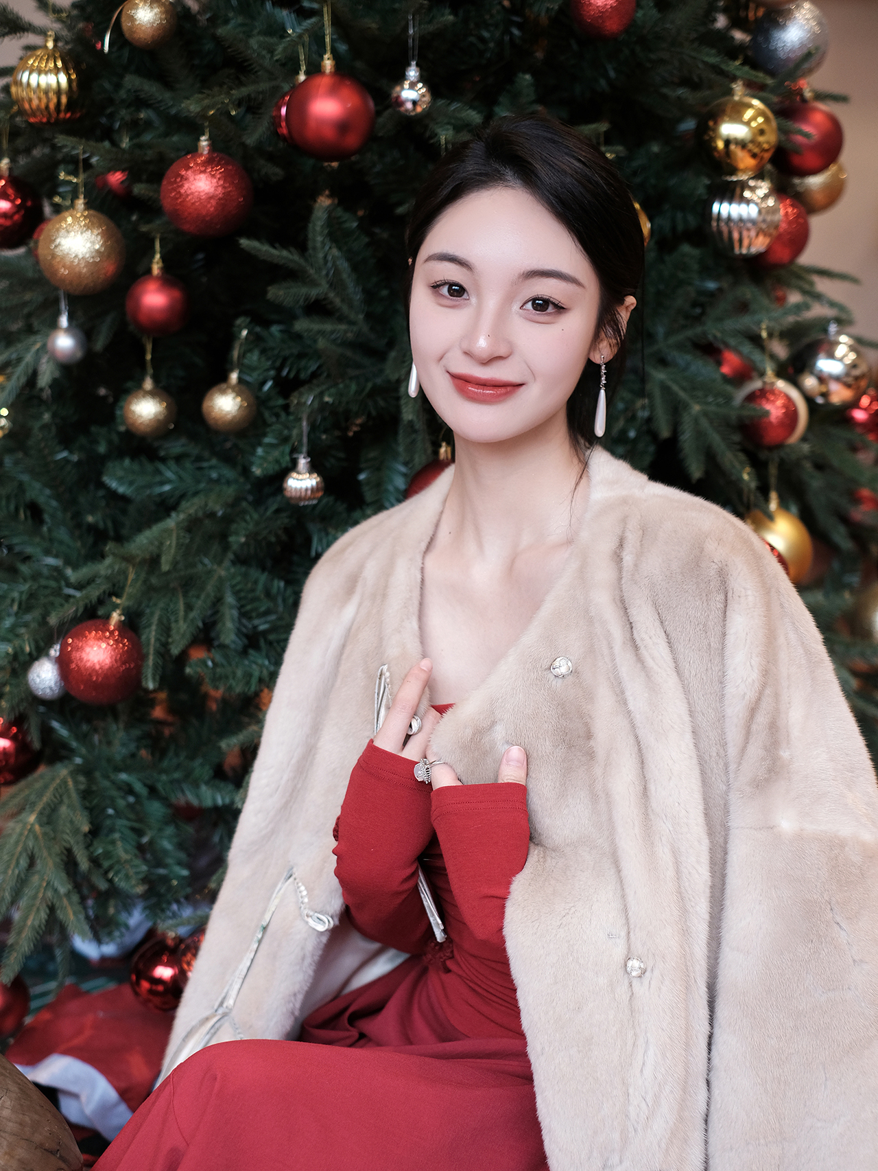 盛唐牡丹水貂毛流苏扣皮草外套