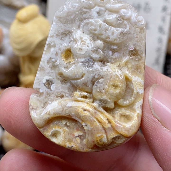 颈饰未镶嵌硅化珊瑚（珊瑚玉）