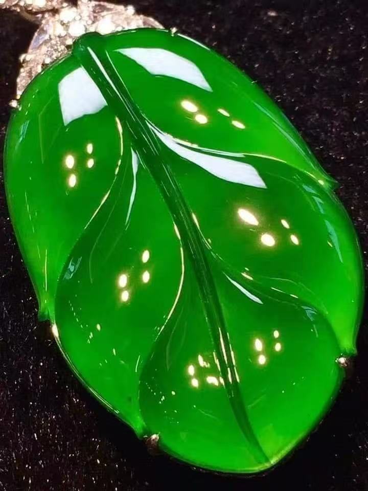 冰种阳绿满绿金枝玉叶吊坠挂件男女通用项链