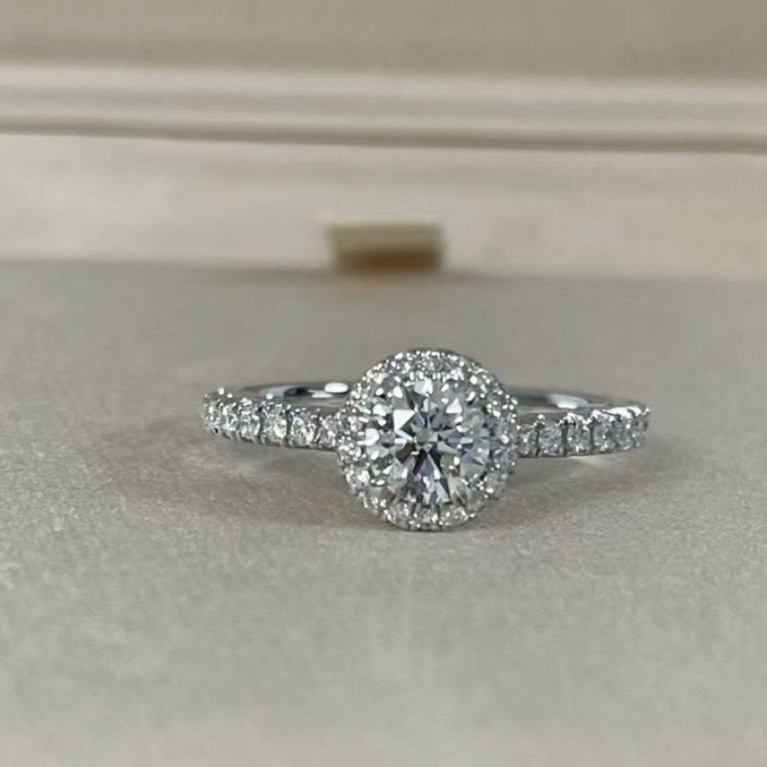 18K围镶四爪戒指托空托（个性定制）