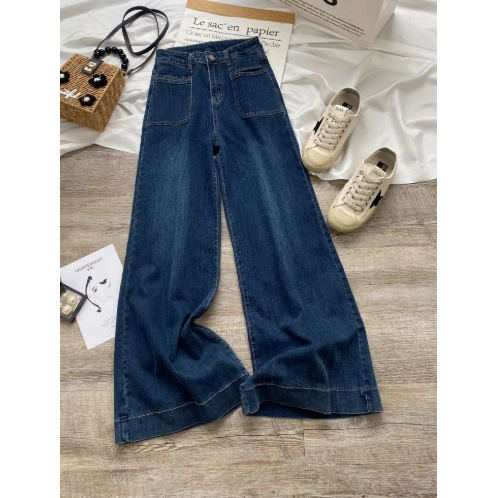 551-560女款阔腿牛仔裤春夏季高腰弹力显瘦宽松垂感 直播间过款秋