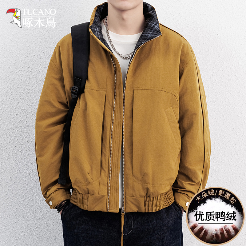 TUCANO/啄木鳥冬季时尚格子立领羽绒服男士青年保暖鸭绒外套1803