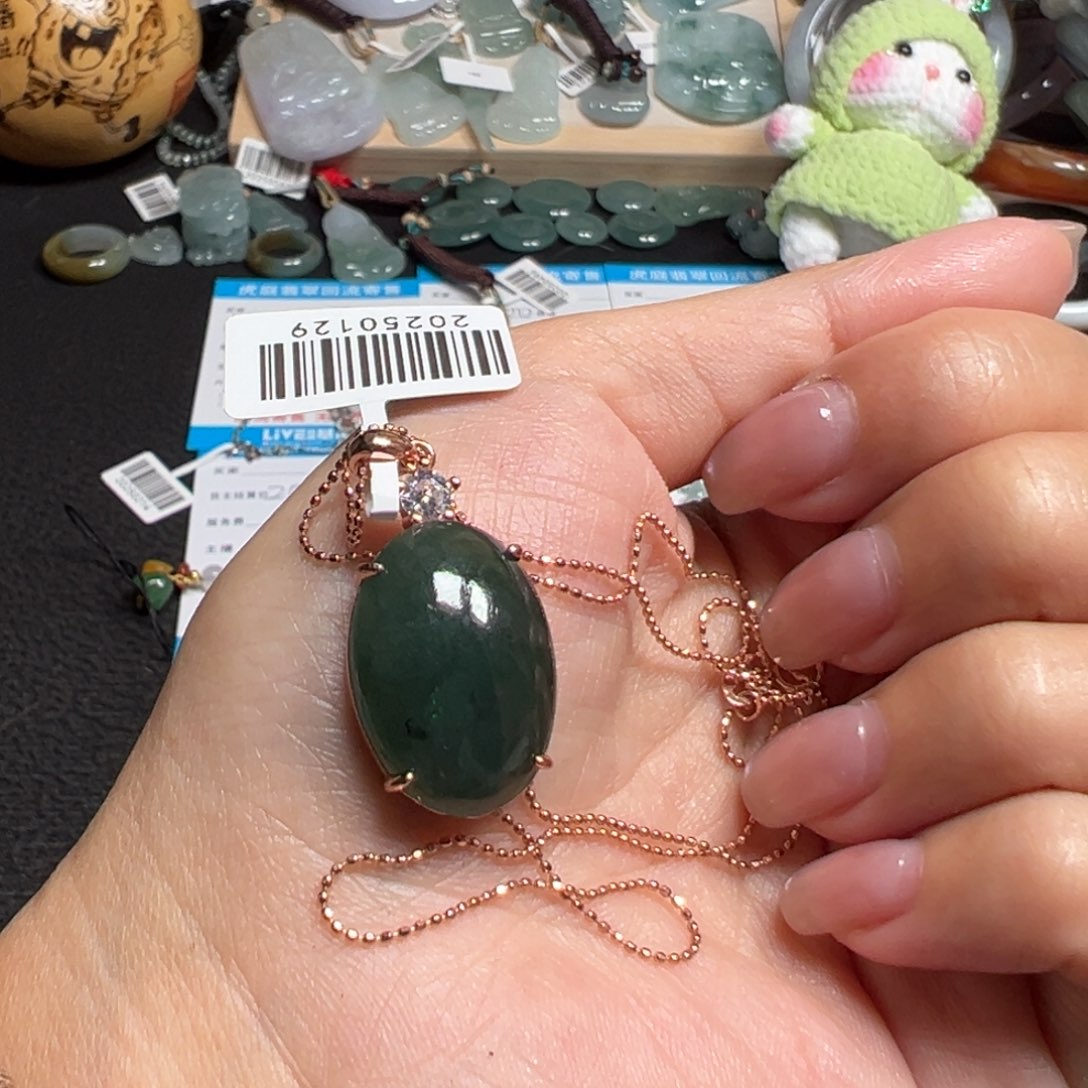 翡翠银S925镶嵌颈饰天然A货缅甸翡翠