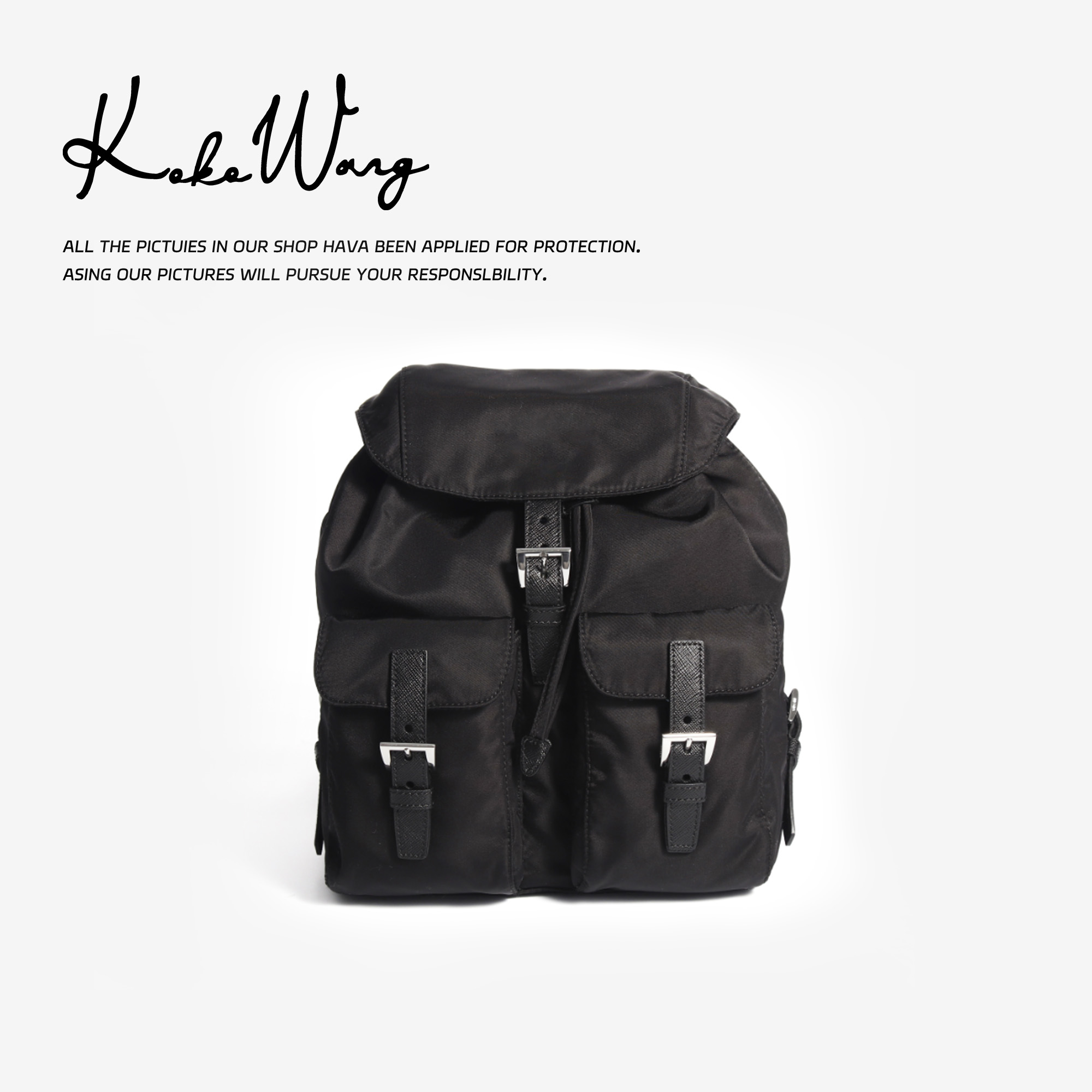 KOKOWANG新款潮流多功能时尚尼龙拼接休闲双肩包 475685B27S43