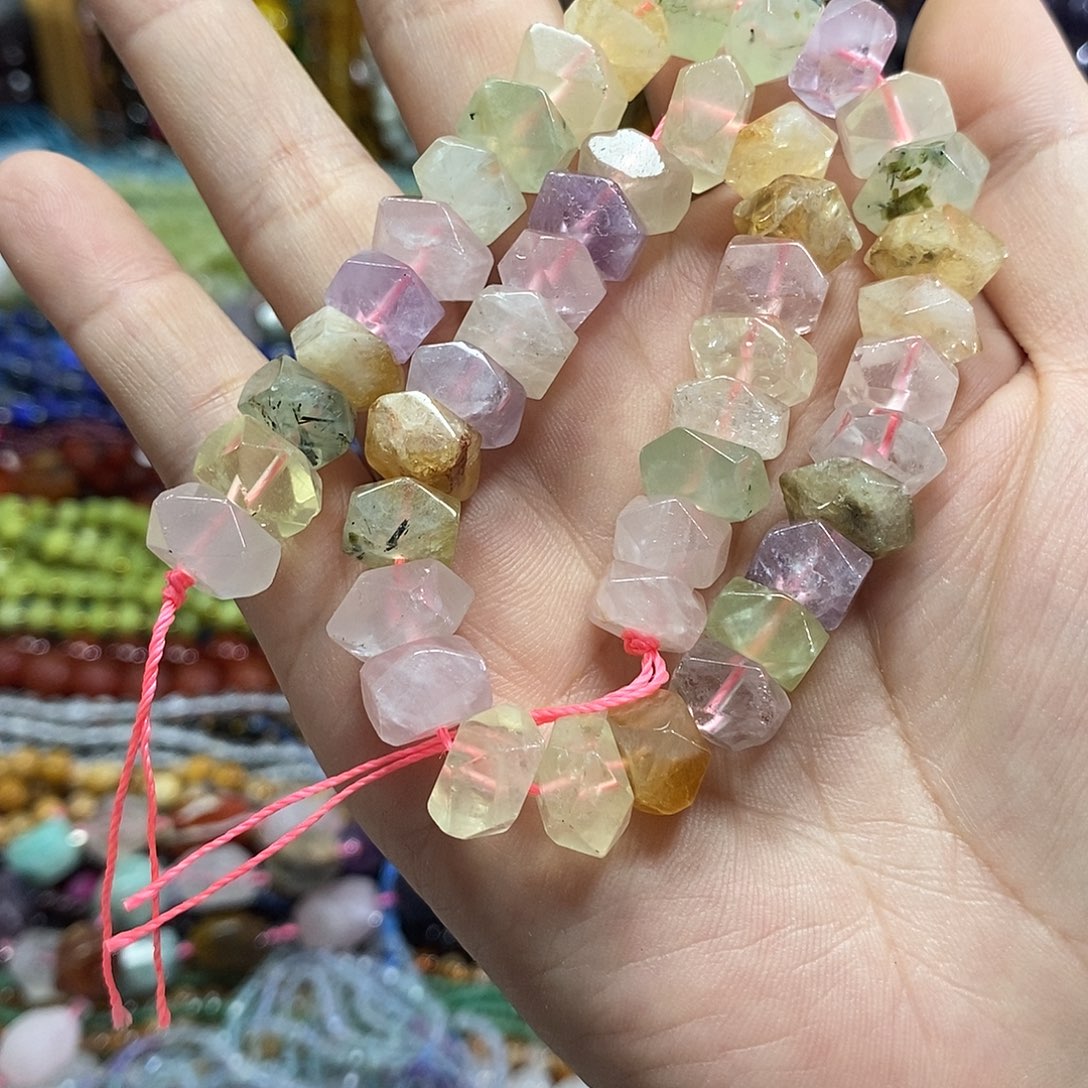 玛瑙/玉髓未镶嵌珠宝半成品多宝冲角一条卡11mm