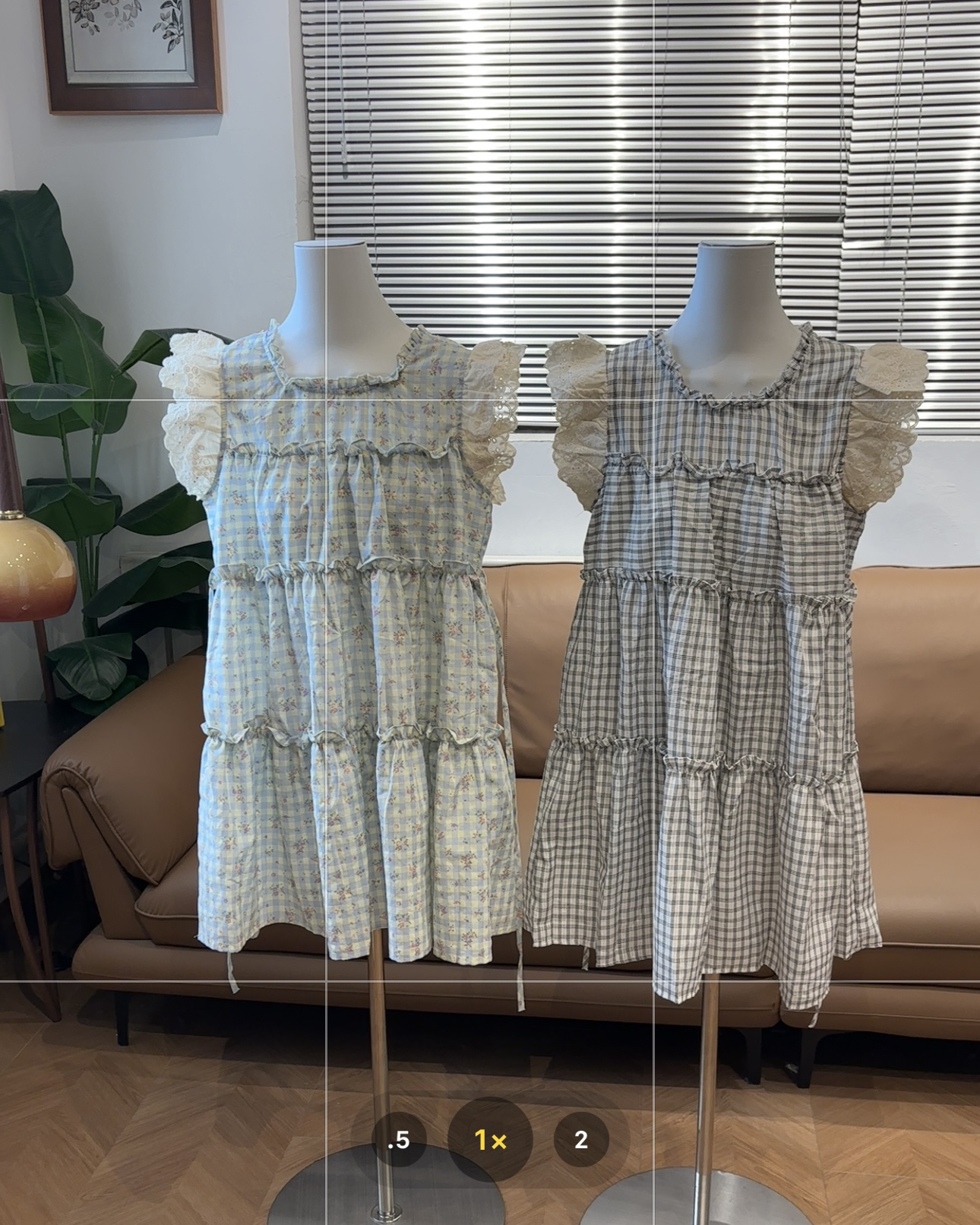 新疆包邮【9347】飞飞袖格子连衣裙-衣长85