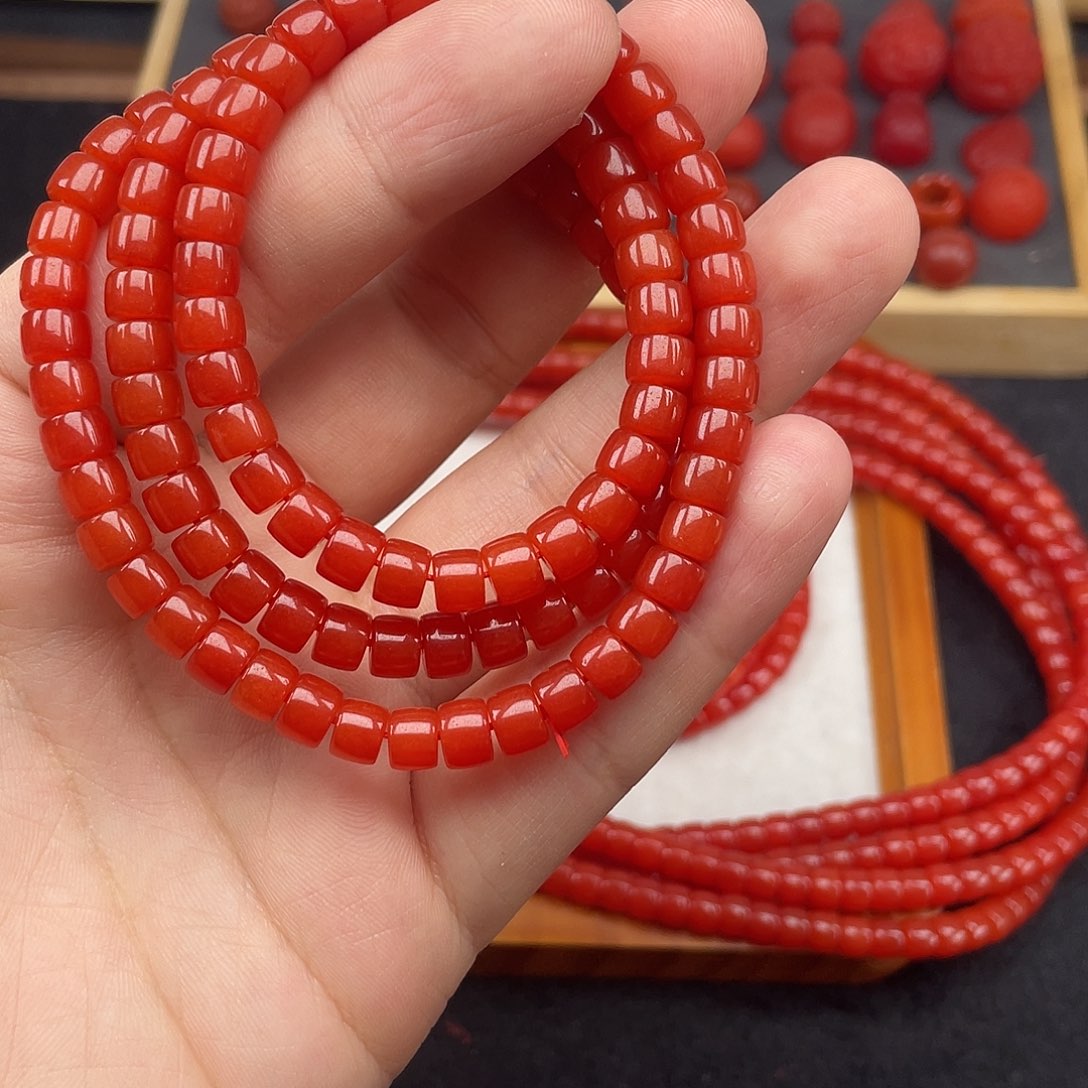 南红玛瑙6号保山锦红卡6直切108未镶嵌