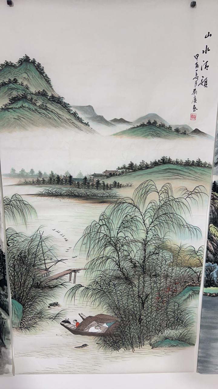 山水清颜竖幅四尺山水画