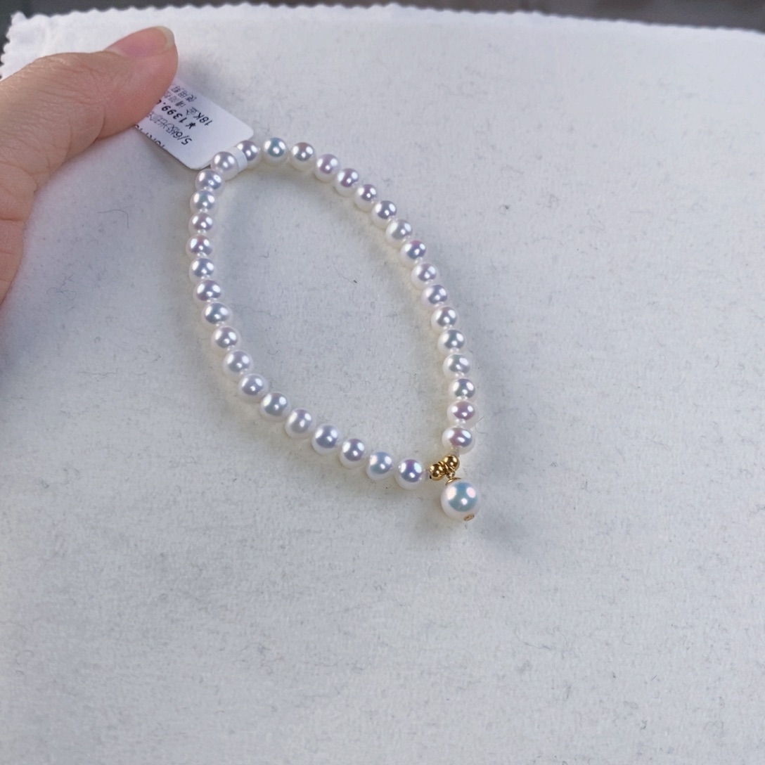 淡水珍珠手绳18K金镶嵌