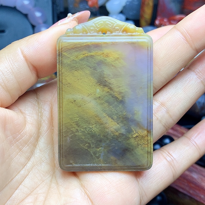 未镶嵌吊坠(不含链)硅化玉树化玉无事牌