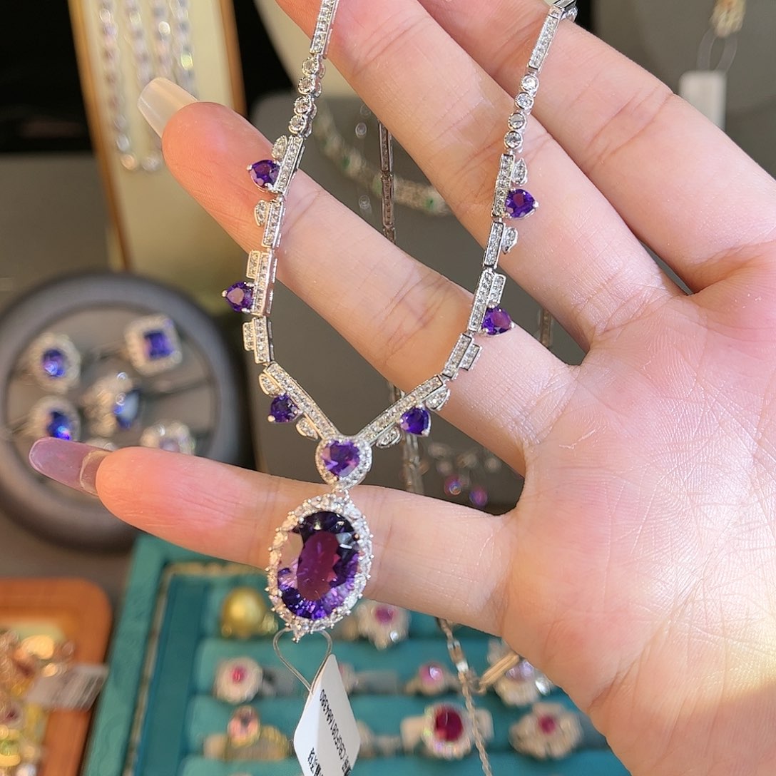 紫晶颈饰银S925镶嵌吊坠