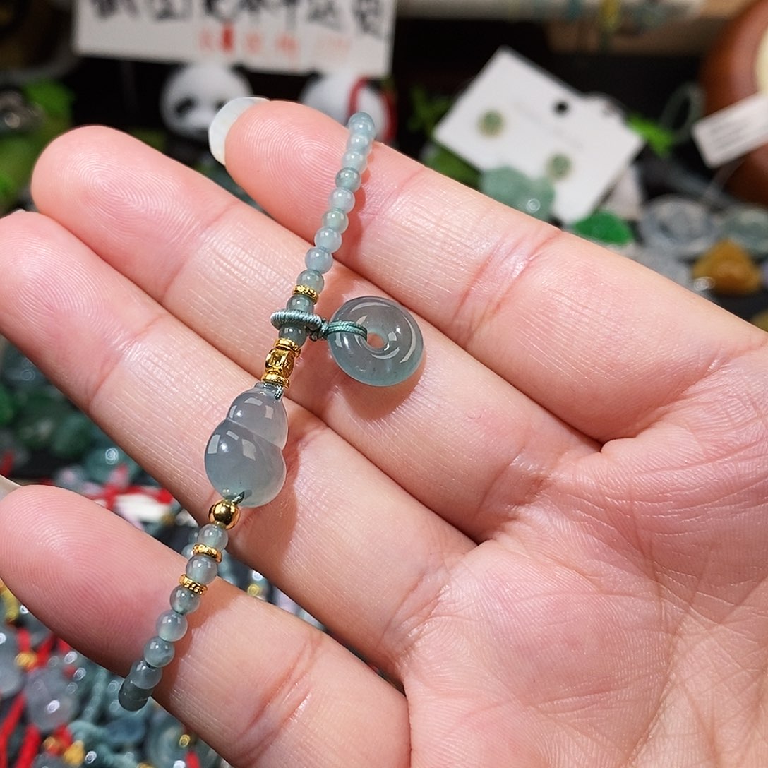 翡翠未镶嵌颈饰平安扣葫芦花花手链16