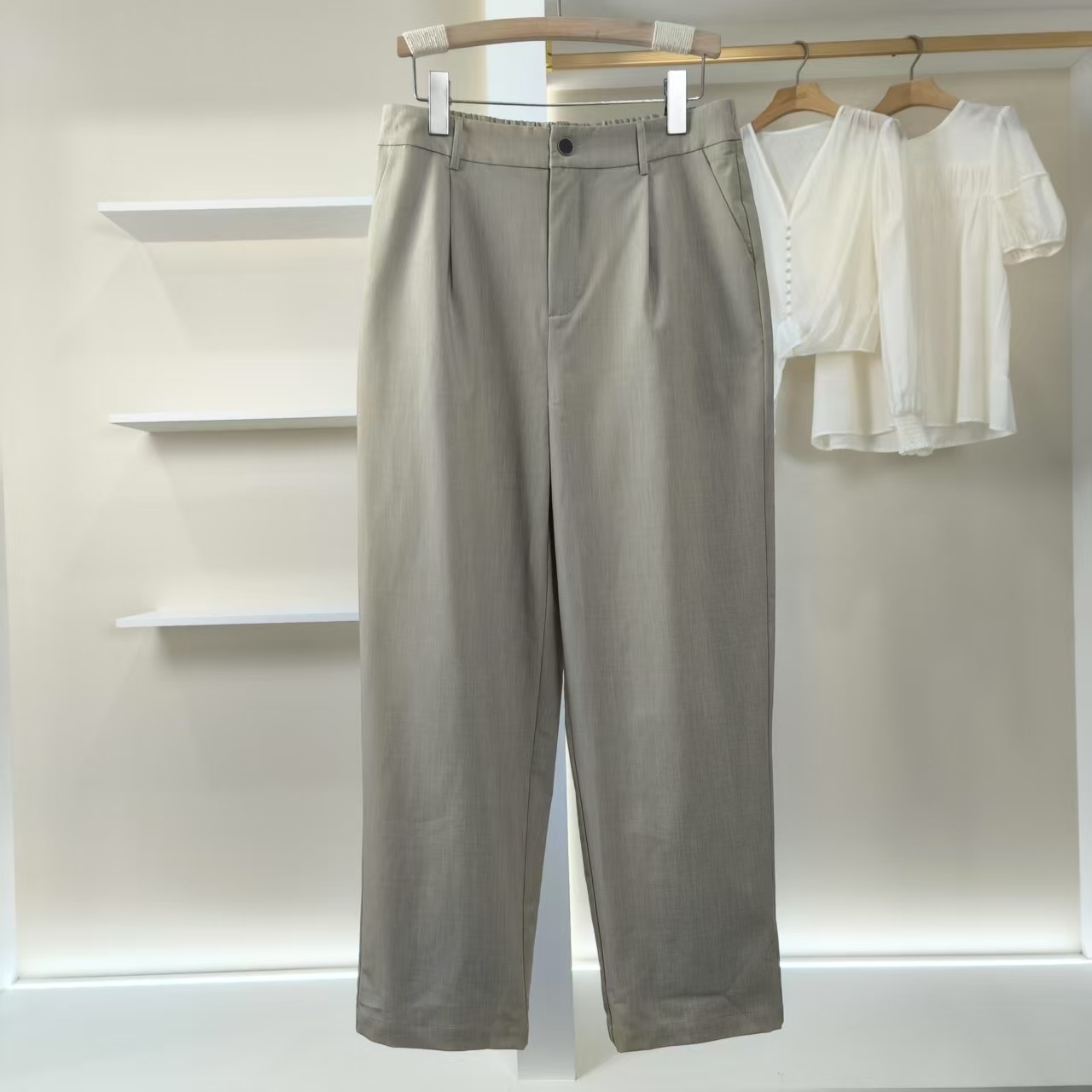 【德M】Y343  女装时尚夏季薄款休闲长裤奶咖色G53722224080282005