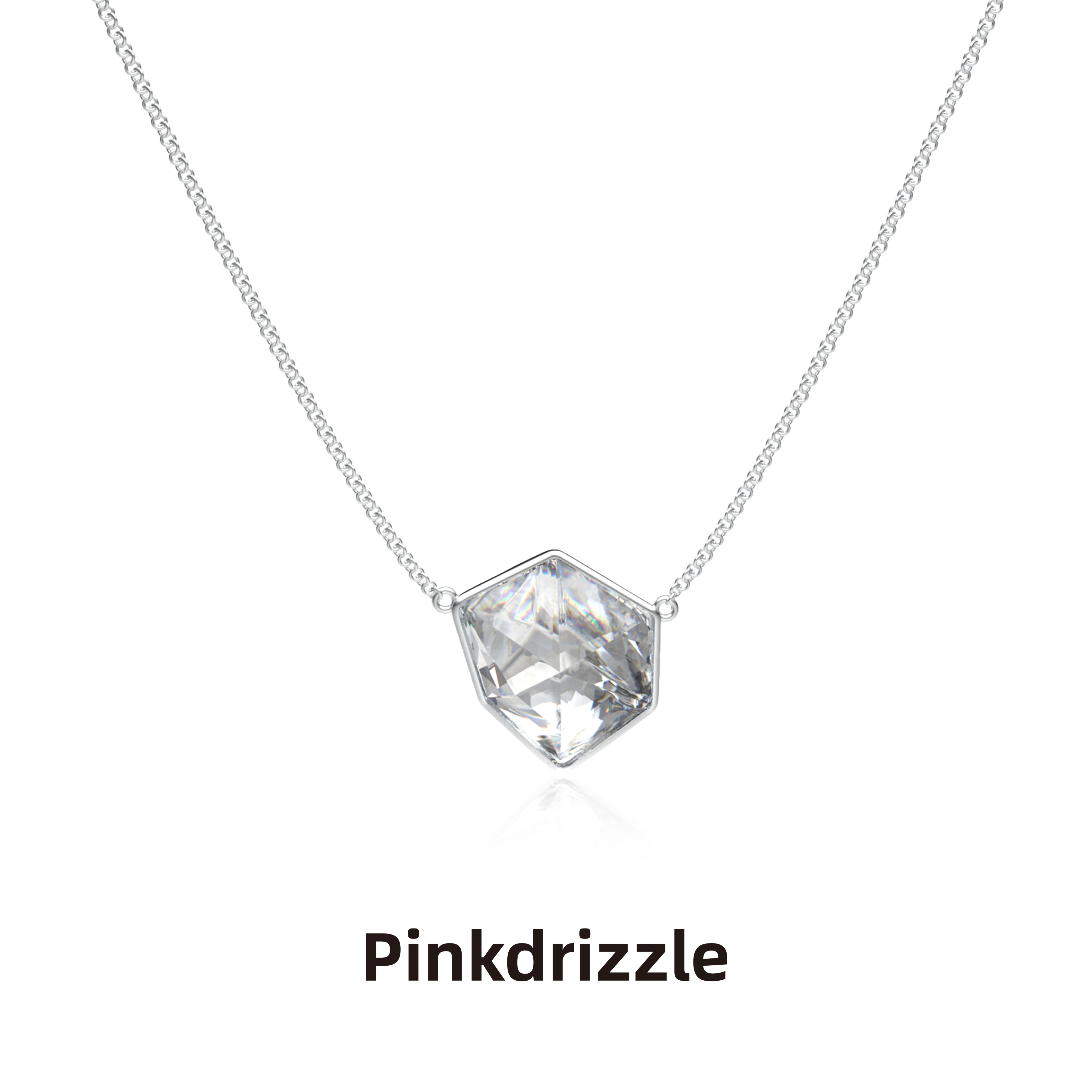 Pinkdrizzle 铜合金项链 菱曜星辰几何镶嵌项链简约百搭设计感