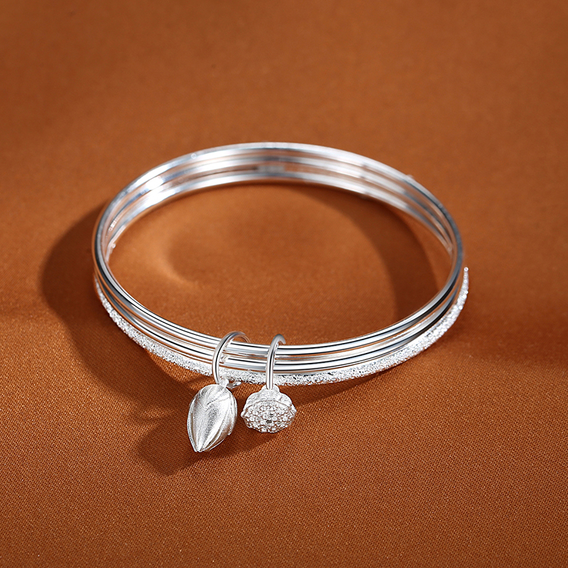 足银手镯 Y007足银999.9两光一砂三生三世手镯