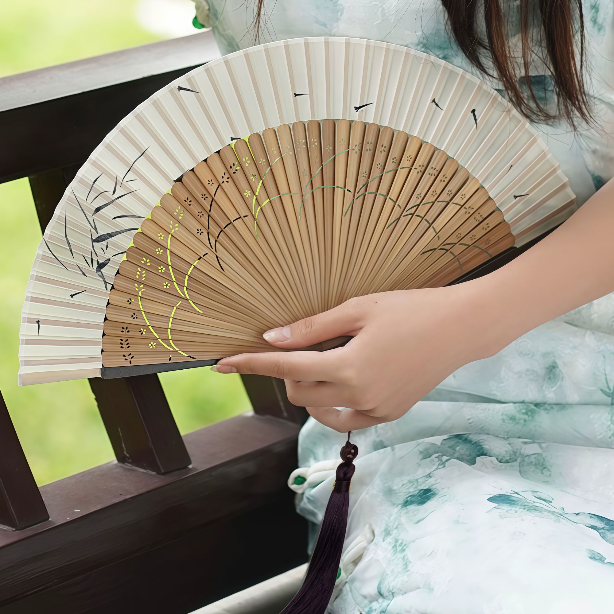 非金属布艺婚庆饰品 （扇子）S05扇子折叠女式中国风汉服折叠扇饰品