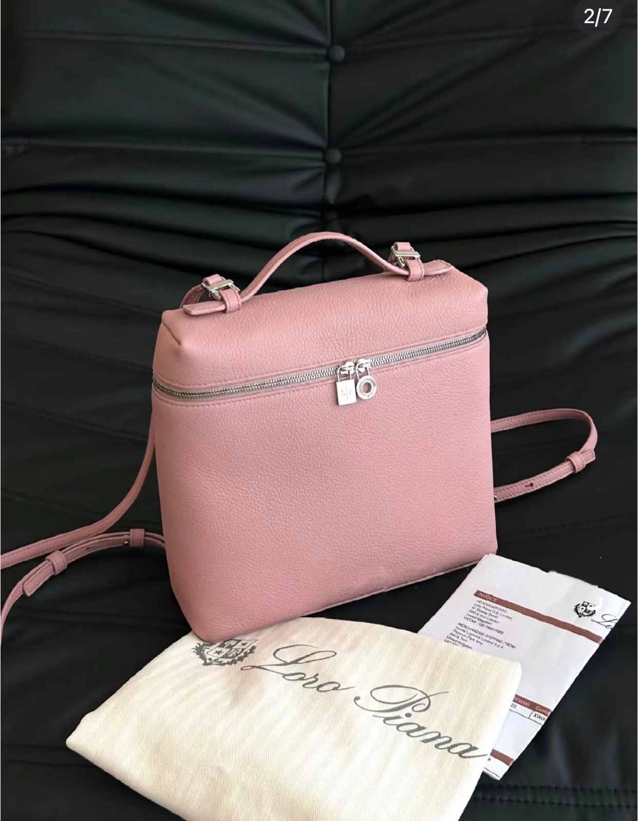 99新 Loro Piana/诺悠翩雅  粉色双肩包 23cm 18853222